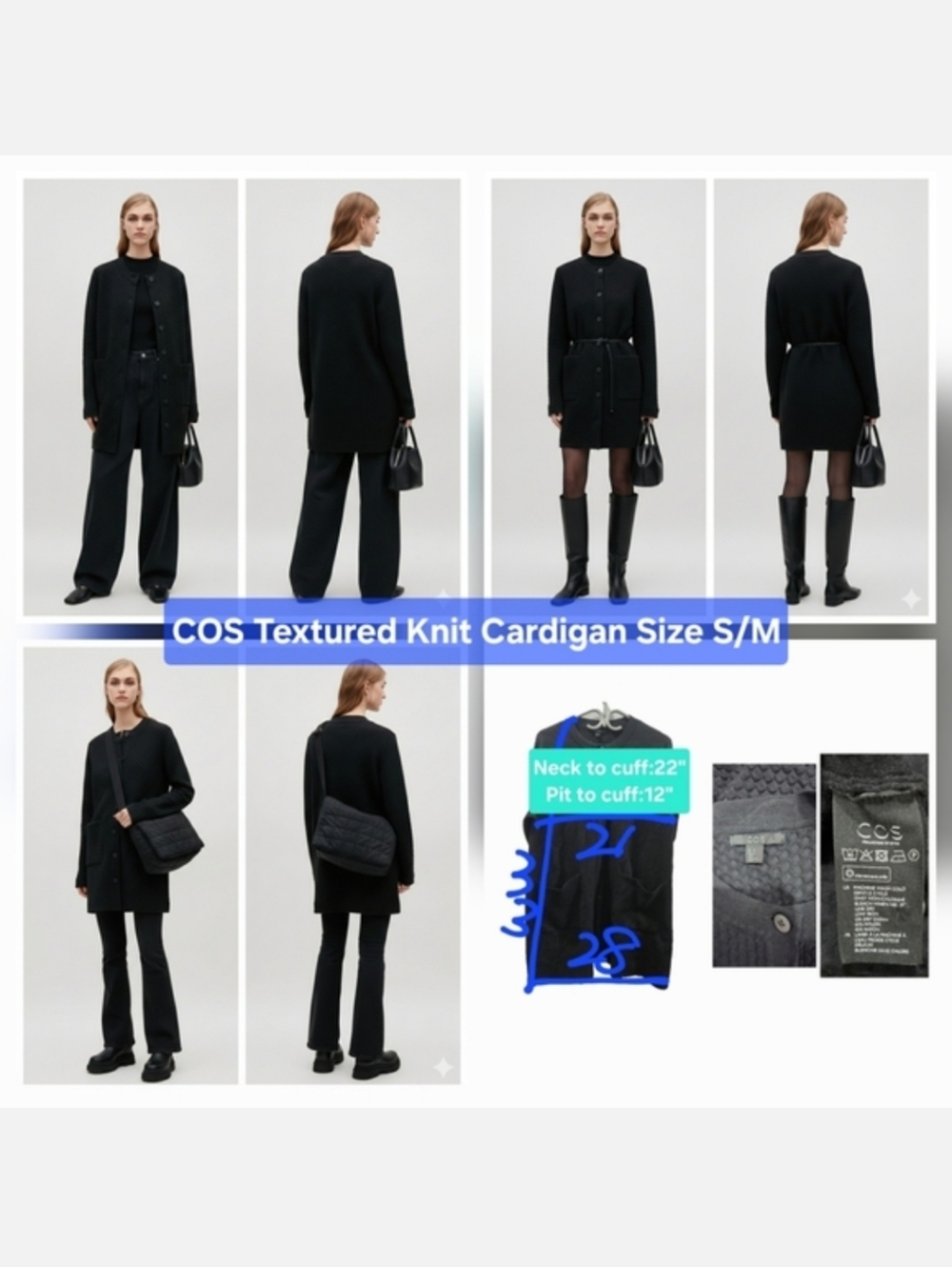 COS Textured Knit Cardigan Size S/M